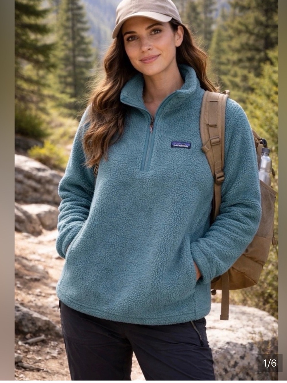 Patagonia Teal Sherpa 1/4 Zip Fleece Pullover XS